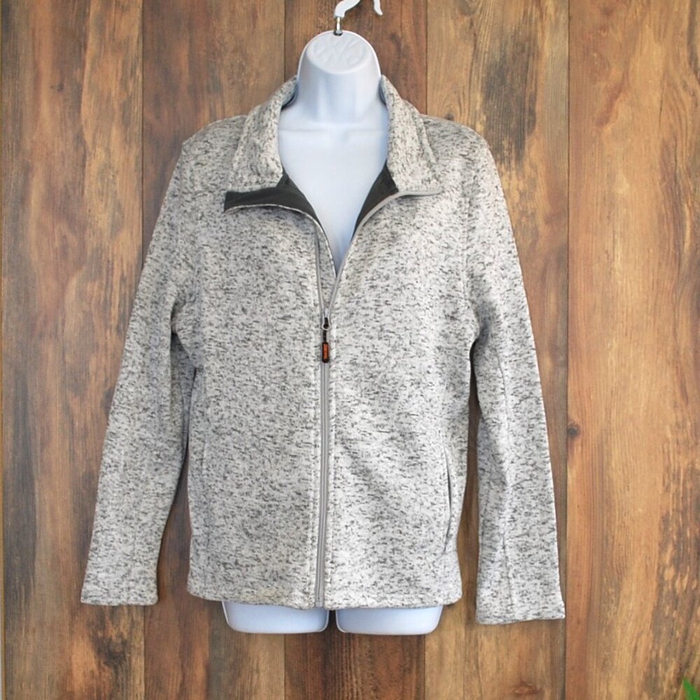 Trail Crest Knitted Sweater Jacket Speckled Zip Up Fleece L